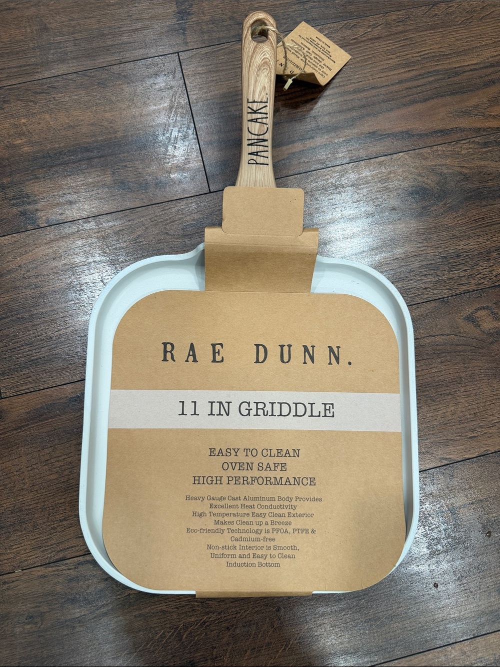 Rae Dunn Cream 11-Inch Pancake Griddle with Wooden Handle